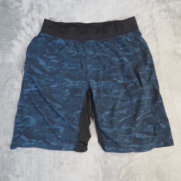 Lululemon‎ T.H.E. 9" Shorts Mens Size M Linerless Navy Blue Black Running Gym - Picture 1 of 8